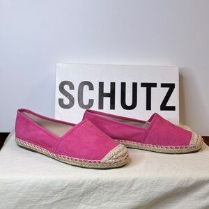 SCHUTZ Hot Pink Suede Espadrille Flats